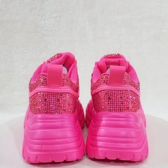 * Berness Hot Pink Rhinestone Platform Sneakers - Picture 5 of 6